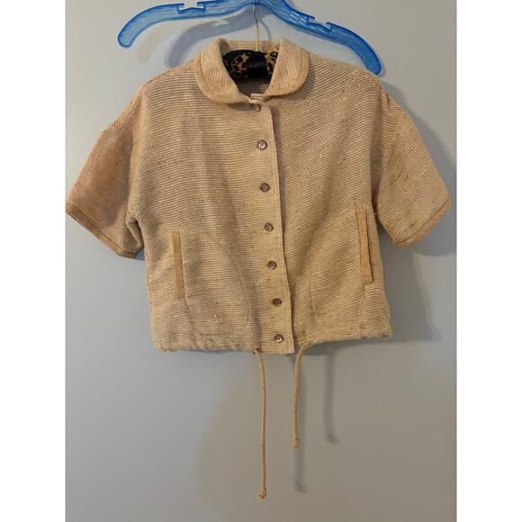 Vintage Tan Beige Nan Scott Tweed Button Up Shirt Best Fits Small - Picture 1 of 5